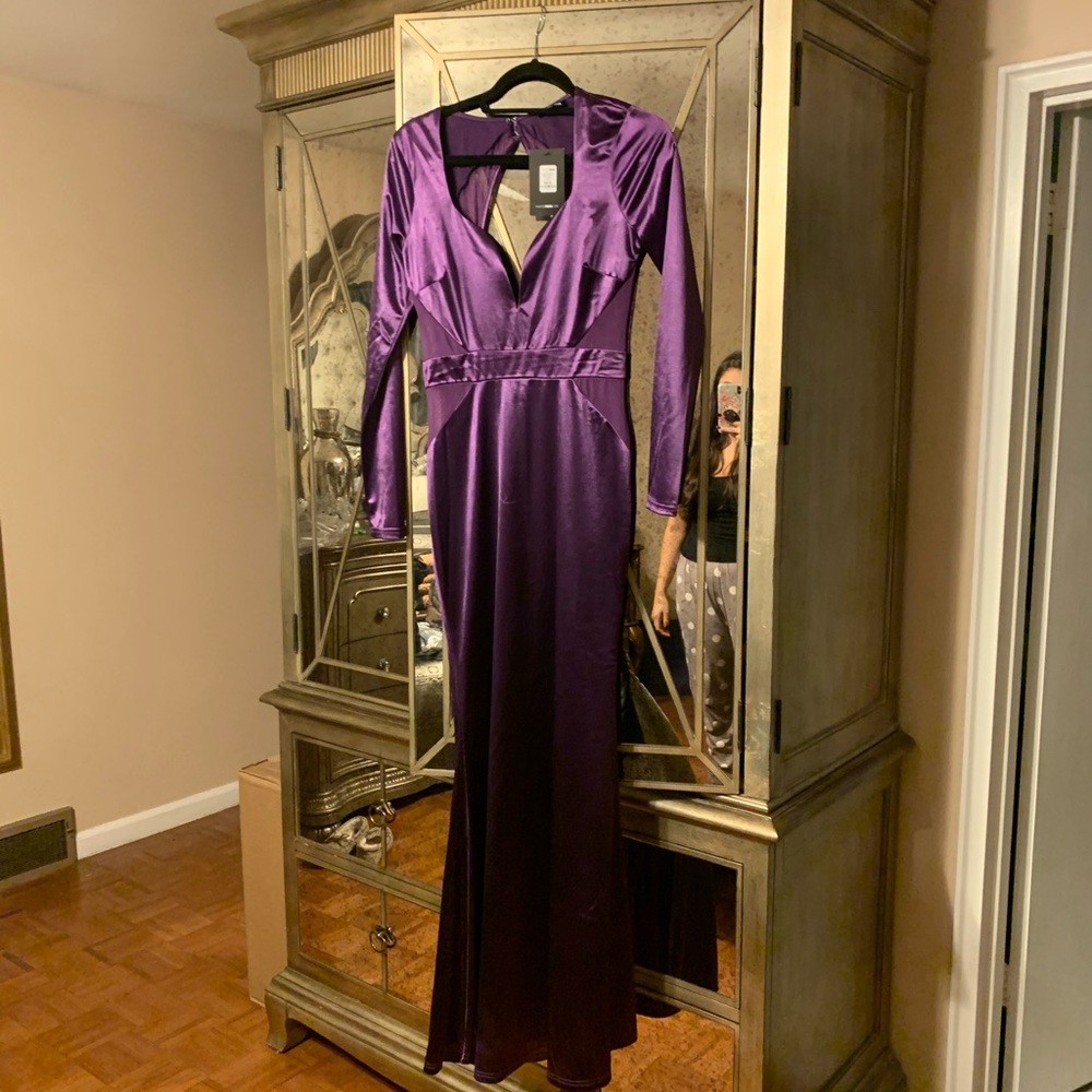 Fashion nova Purple silk gown size medium